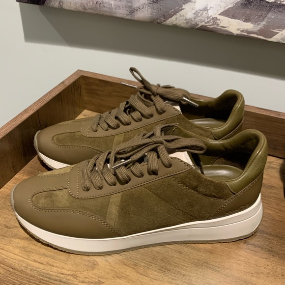 VINCE OHARA WOMEN'S OXFORD OLIVE LEATHER LACE UP SNEAKERS SZ 8 - Picture 8 of 12